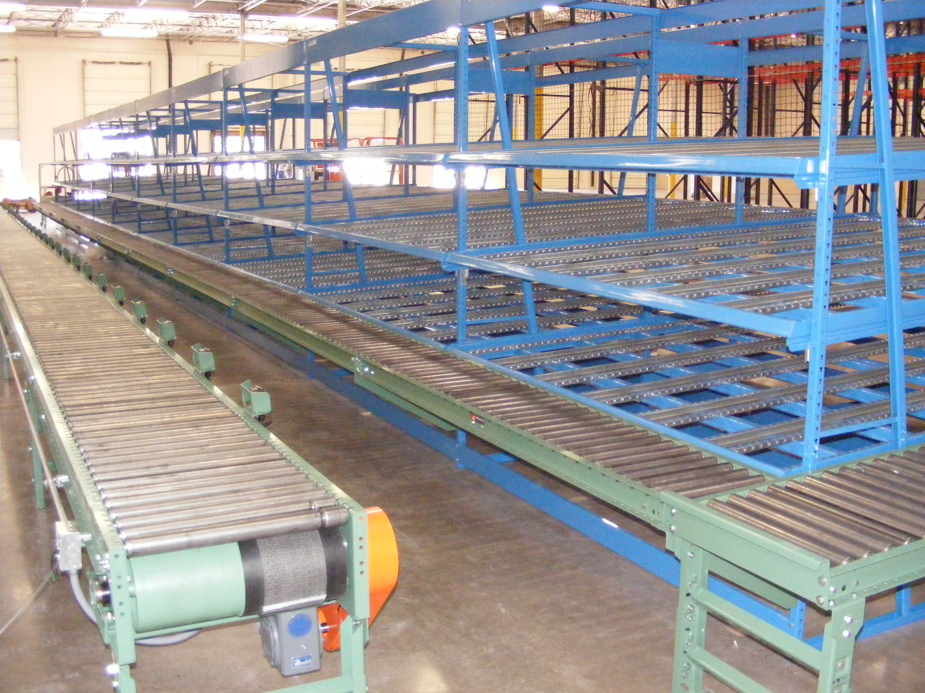 Conveyor System and Carton Flow Shelving
