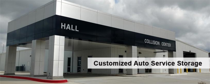 Customized storage systems for auto parts center and collision autobody service repair centers in Dallas TX