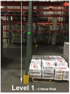 Example of damaged warehouse pallet rack column - picture