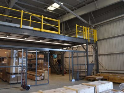 Mezzanine Platform with Slide Gate and Secured Access Wire Partitioning
