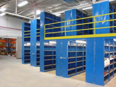 Shelving Supported Mezzanine with Safety Handrail