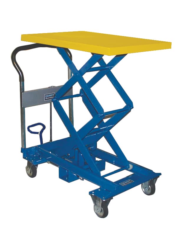 blue and yellow lift table