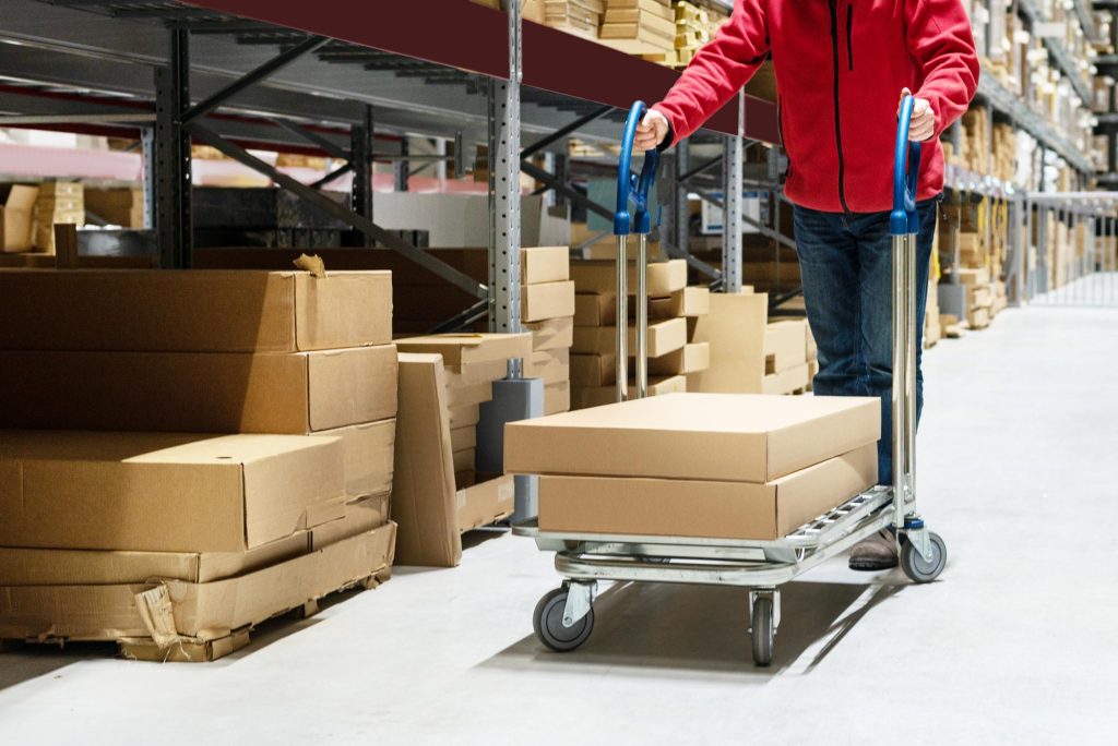 Metal Hand Truck in Warehouse