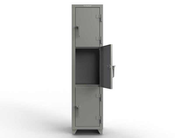 Extra Heavy Duty 14 GA Triple-Tier Locker, 3 Compartments - 18 in. W x 18 in. D x 75 in. H