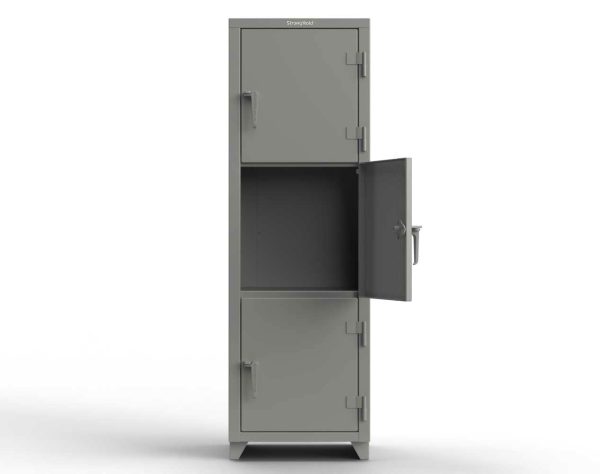 Extra Heavy Duty 14 GA Triple-Tier Locker, 3 Compartments - 24 in. W x 24 in. D x 75 in. H