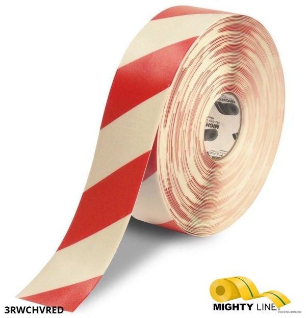 Mighty Line " White Tape with Red Chevrons - 100' Roll