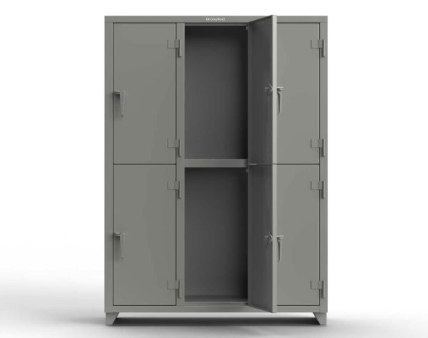 Extra Heavy Duty 14 GA Double-Tier Locker, 6 Compartments - 54 in. W x 18 in. D x 75 in. H