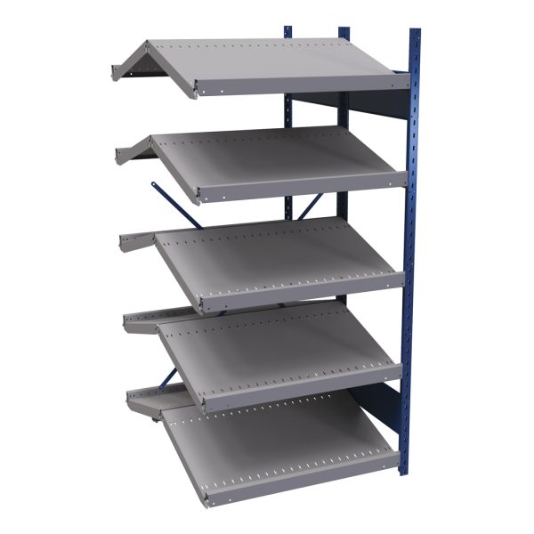 Open Sloped Pick Shelving, 36W x 48D x 75H Standalone Adder, 10-Shelf Unit