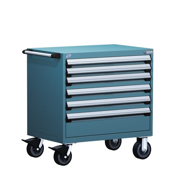 Heavy-Duty Mobile Cabinet (30"W x 27"D x 37 1/2"H), 6 Drawers w/o Partitions