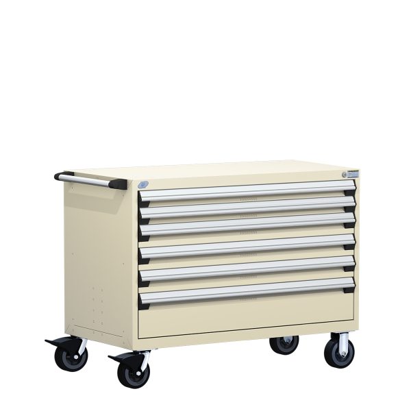 Heavy-Duty Mobile Cabinet (60"W x 24"D x 37 1/2"H), 6 Drawers with Partitions