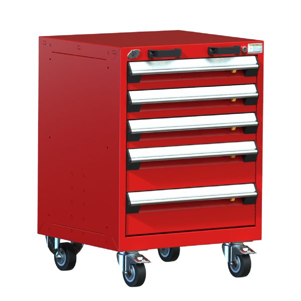 Heavy-Duty Mobile Cabinet (24"W x 27"D x 33 1/8"H), 5 Drawers with Partitions