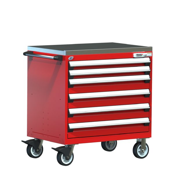 Heavy-Duty Mobile Cabinet (36"W x 24"D x 39 1/4"H),  Stainless Steel Top, 6 Drawers w/o Partitions