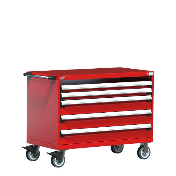 Heavy-Duty Mobile Cabinet (48"W x 24"D x 37 1/2"H), 1 Roll-Out Shelf, 4 Drawers w/o Partitions