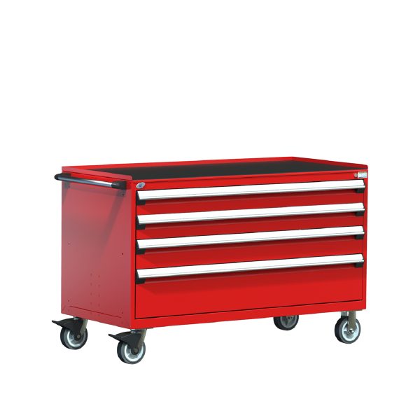 Heavy-Duty Mobile Cabinet (60"W x 27"D x 38 1/2"H), 4 Drawers with Partitions