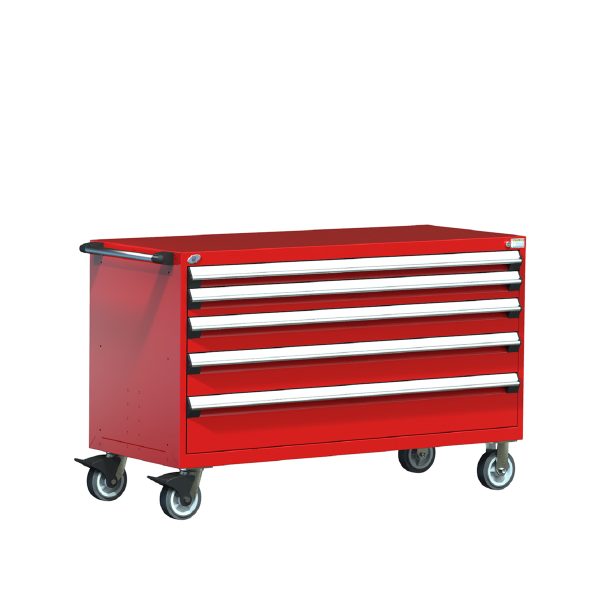 Heavy-Duty Mobile Cabinet (60"W x 24"D x 37 1/2"H), 5 Drawers with Partitions