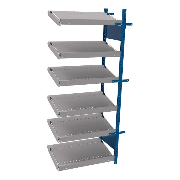 Open shelving with 6 sloped shelves (FIFO) (Middle side-by-side unit)