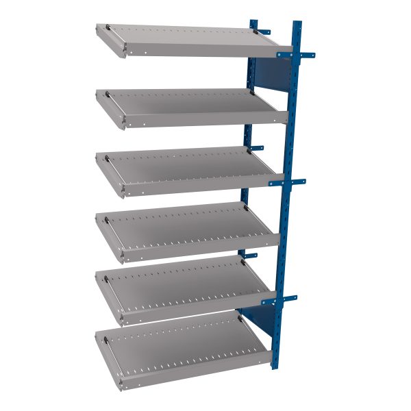 Open shelving with 6 sloped shelves (FIFO) (Middle side-by-side unit)