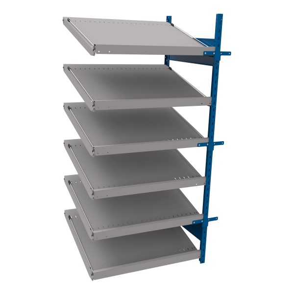 Open shelving with 6 sloped shelves (FIFO) (Middle side-by-side unit)