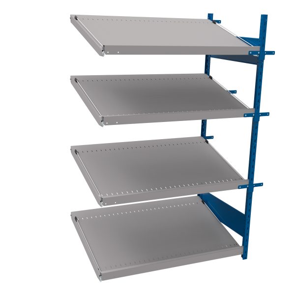 Open shelving with 4 sloped shelves (FIFO) (Middle side-by-side unit)