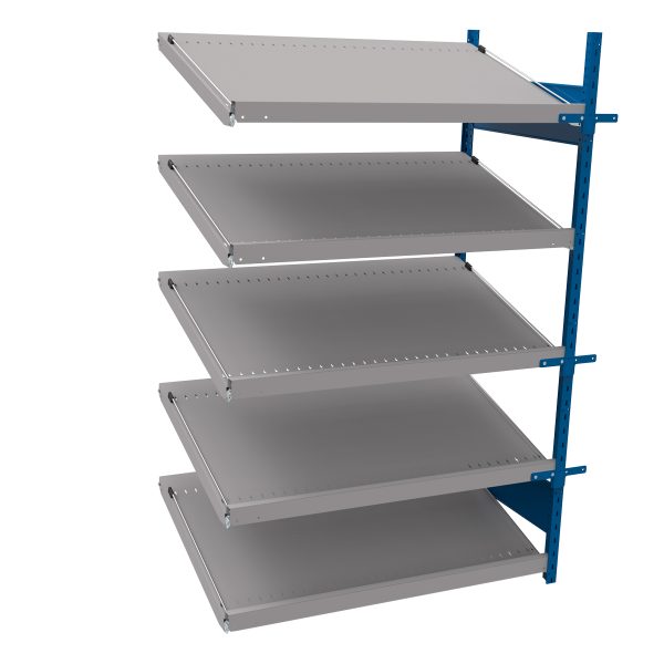 Open shelving with 5 sloped shelves (FIFO) (Middle side-by-side unit)