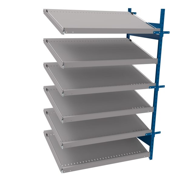 Open shelving with 6 sloped shelves (FIFO) (Middle side-by-side unit)