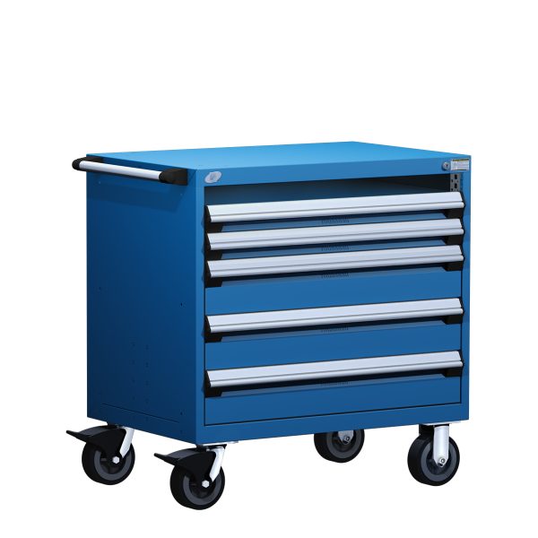 Heavy-Duty Mobile Cabinet (36"W x 24"D x 37 1/2"H), Roll-Out Shelf, 4 Drawers w/o Partitions