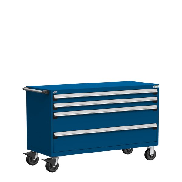 Heavy-Duty Mobile Cabinet (60"W x 24"D x 37 1/2"H), 4 Drawers with Partitions