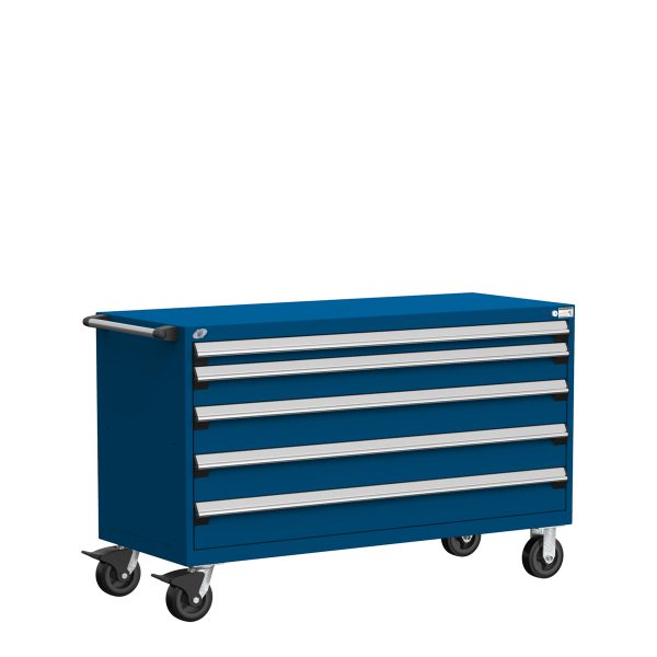 Heavy-Duty Mobile Cabinet (60"W x 27"D x 37 1/2"H), 5 Drawers with Partitions