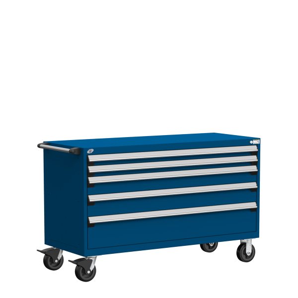 Heavy-Duty Mobile Cabinet (60"W x 27"D x 37 1/2"H), 5 Drawers with Partitions