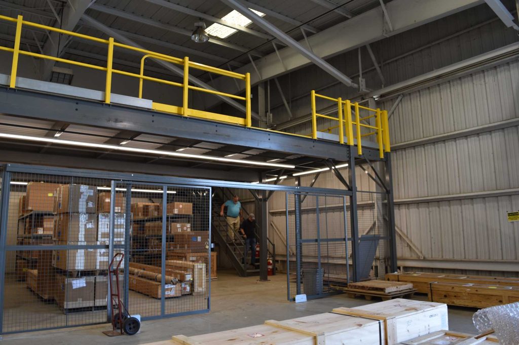 Mezzanine Platform with Slide Gate and Secured Access Partitioning