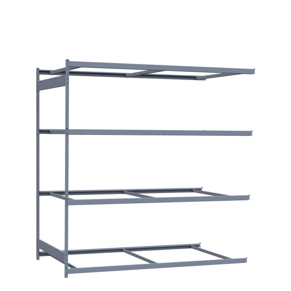 Heavy-Duty Mini-Rack Shelving, 96W x 48D x 99H Adder, 4-Shelf Unit with No Decking