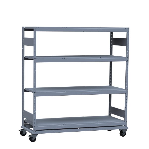 Mobile Shelving,63 1/8W x 24D x 68 1/4H 4-Shelf Unit With Wire Decking