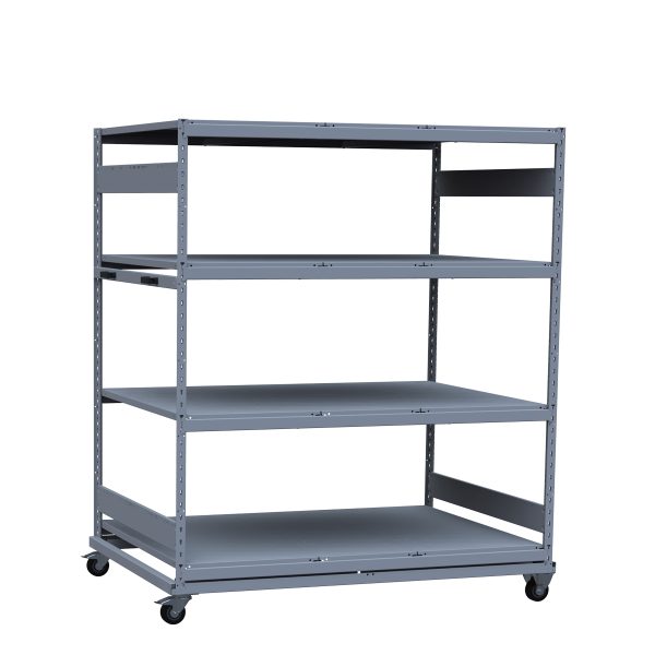 Mobile Shelving,69 1/8W x 48D x 80 1/4H 4-Shelf Unit With Wire Decking