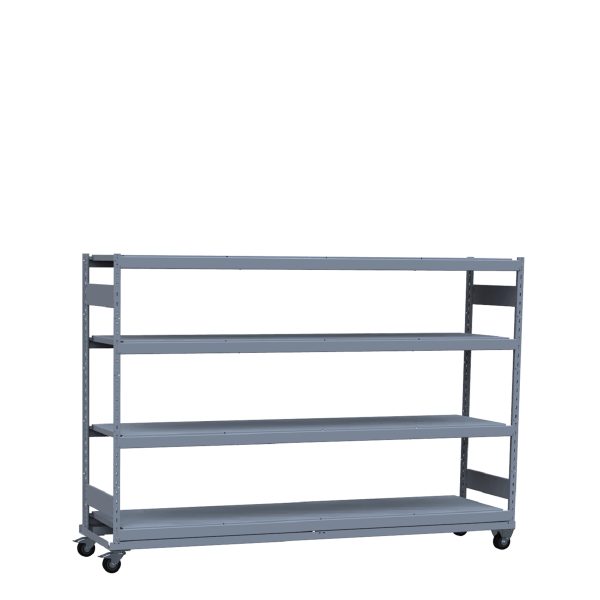 Mobile Shelving,99 1/8W x 24D x 68 1/4H 4-Shelf Unit Without Decking