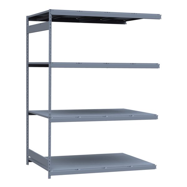 Heavy-Duty Mini-Rack Shelving, 72W x 48D x 99H Adder, 4-Shelf Unit with Steel Decking