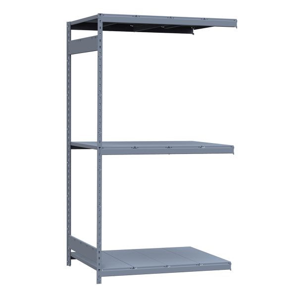 Medium-Duty Mini-Rack Shelving, 48W x 36D x 87H Adder, 3-Shelf Unit with Steel Decking