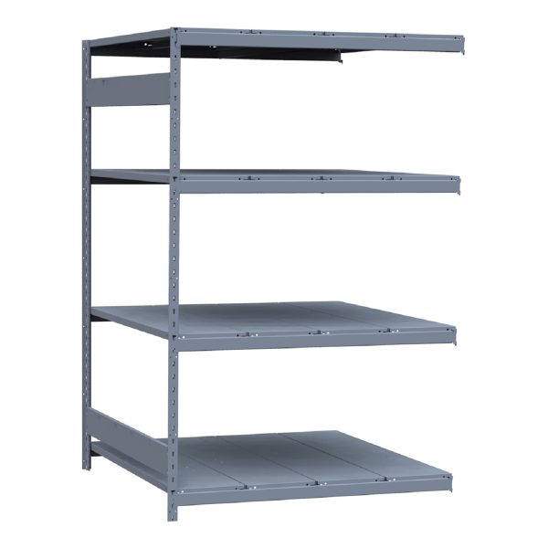 Medium-Duty Mini-Rack Shelving, 48W x 48D x 75H Adder, 4-Shelf Unit with Steel Decking