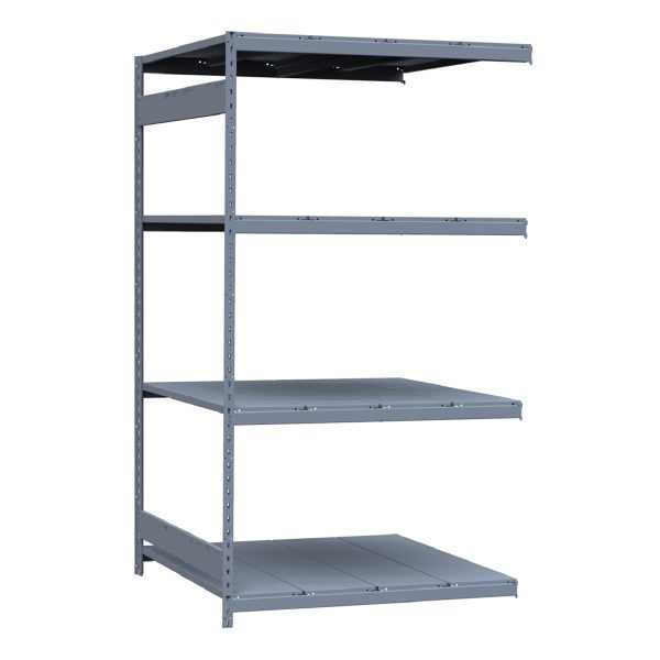 Medium-Duty Mini-Rack Shelving, 48W x 48D x 87H Adder, 4-Shelf Unit with Steel Decking