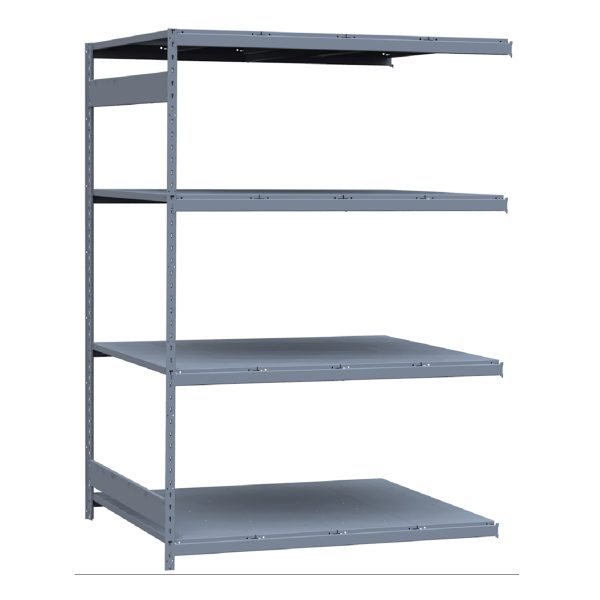 Medium-Duty Mini-Rack Shelving, 60W x 48D x 87H Adder, 4-Shelf Unit with Steel Decking