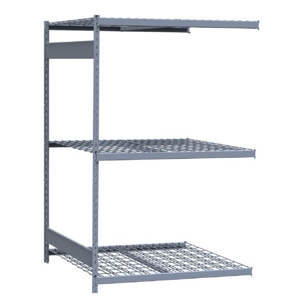 Medium-Duty Mini-Rack Shelving, 48W x 48D x 75H Adder, 3-Shelf Unit with Wire Decking