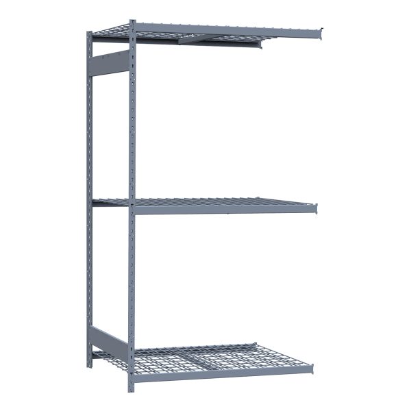 Medium-Duty Mini-Rack Shelving, 48W x 36D x 87H Adder, 3-Shelf Unit with Wire Decking