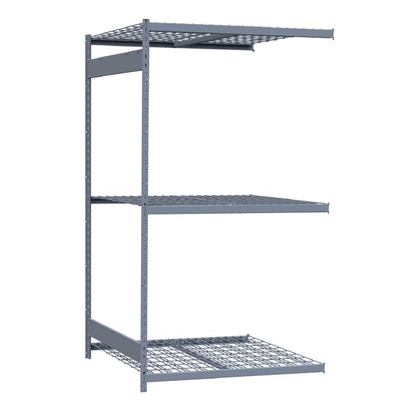 Medium-Duty Mini-Rack Shelving, 48W x 48D x 87H Adder, 3-Shelf Unit with Wire Decking