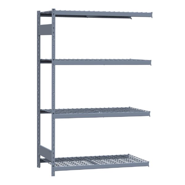 Medium-Duty Mini-Rack Shelving, 48W x 24D x 75H Adder, 4-Shelf Unit with Wire Decking