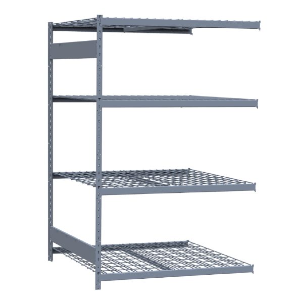 Medium-Duty Mini-Rack Shelving, 48W x 48D x 75H Adder, 4-Shelf Unit with Wire Decking