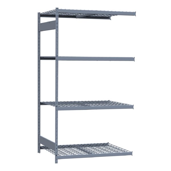 Medium-Duty Mini-Rack Shelving, 48W x 36D x 87H Adder, 4-Shelf Unit with Wire Decking