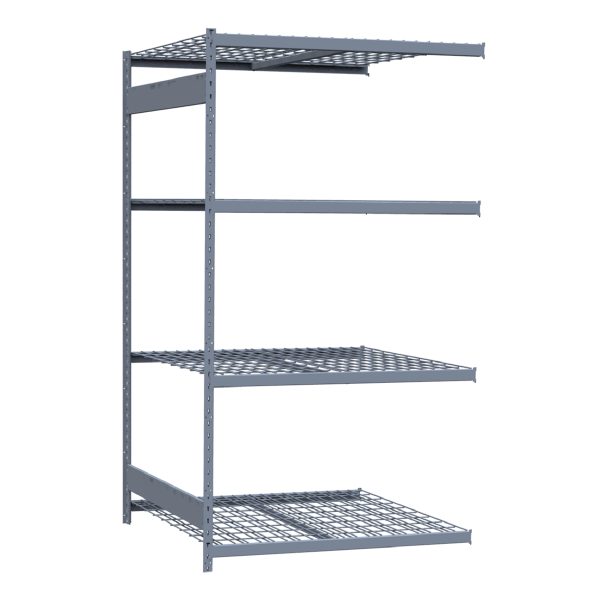 Medium-Duty Mini-Rack Shelving, 48W x 48D x 87H Adder, 4-Shelf Unit with Wire Decking