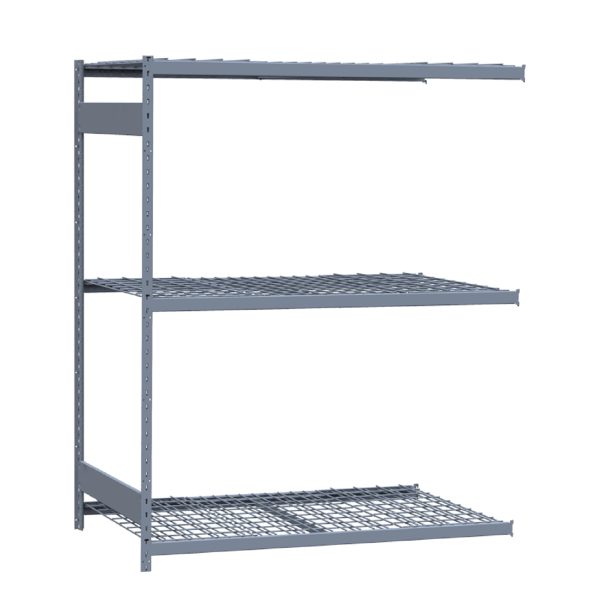 Medium-Duty Mini-Rack Shelving, 60W x 36D x 75H Adder, 3-Shelf Unit with Wire Decking