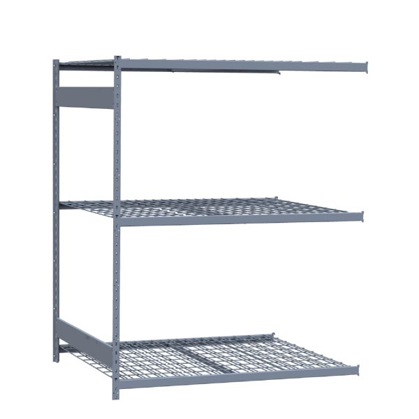 Medium-Duty Mini-Rack Shelving, 60W x 48D x 75H Adder, 3-Shelf Unit with Wire Decking