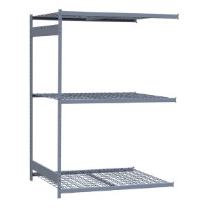 Medium-Duty Mini-Rack Shelving, 60W x 48D x 87H Adder, 3-Shelf Unit with Wire Decking