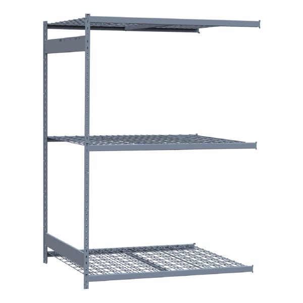 Medium-Duty Mini-Rack Shelving, 60W x 48D x 87H Adder, 3-Shelf Unit with Wire Decking